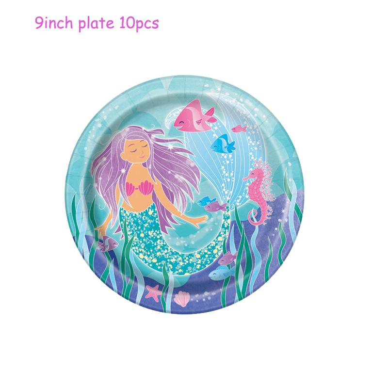 Birthday Party Set Mermaids Party Tableware Paper Cups Plate Latex Balloons Baby Shower Party Decor Kids Favors Party Supply