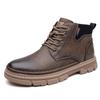 Fashion British Style Winter Velvet Cotton Shoes Outdoor Men's High Top Workwear Shoes Office Commuting Versatile Men's Business Boots