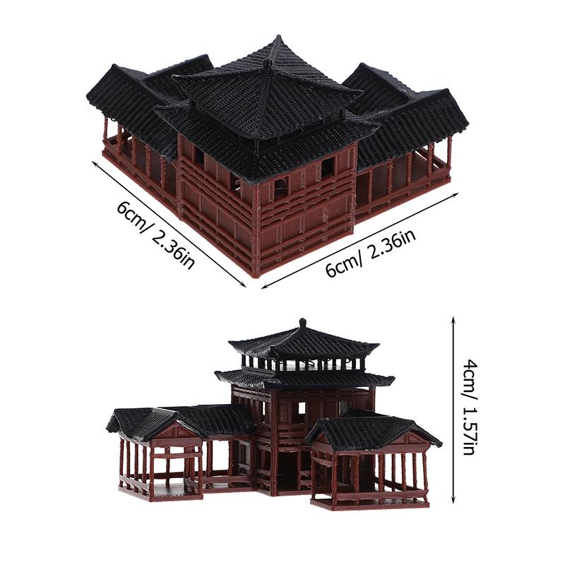 Chinese Inn Statue Ancient Building Model Miniature Japanese Pavilion Decorations Miniature Zen Garden Aquarium Bonsai Ornaments