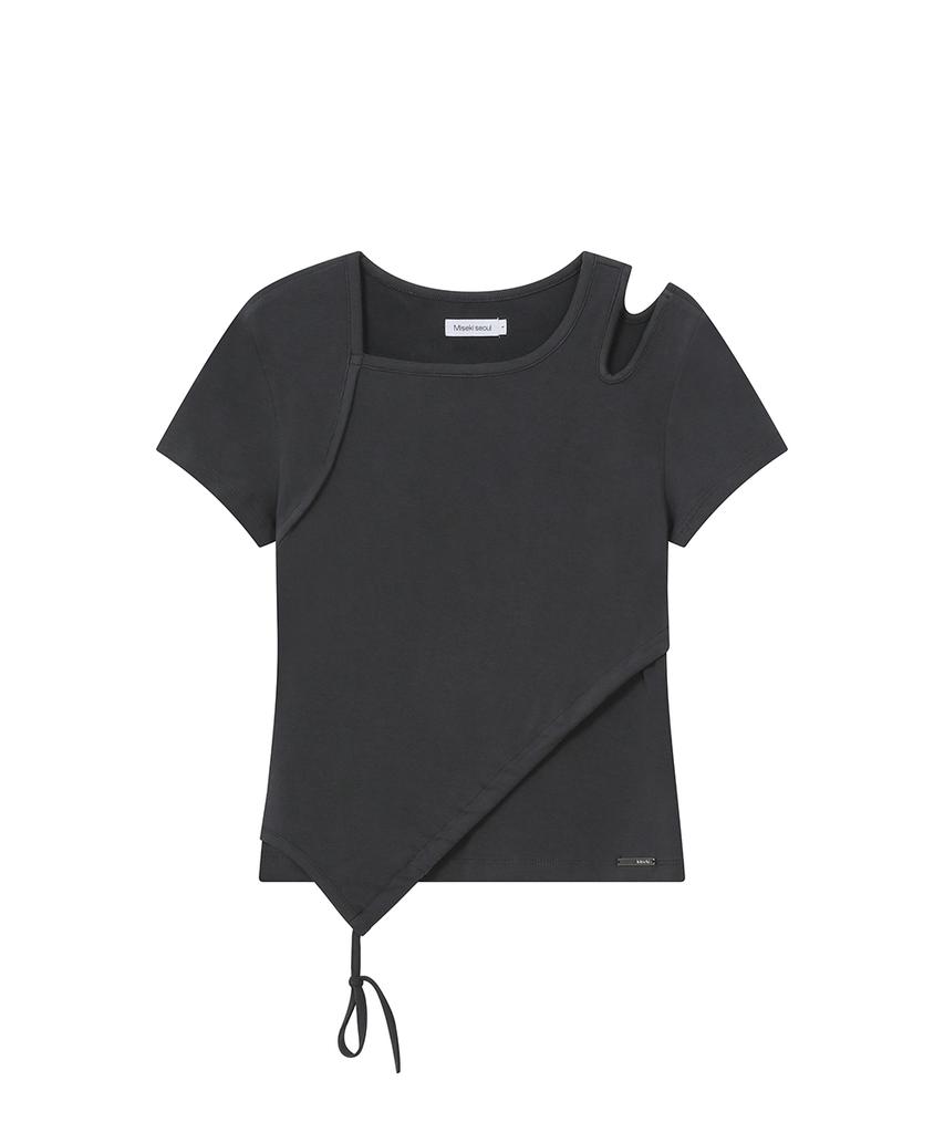 MISEKI SEOUL Cutout Shirring Layered Shortsleeve Charcoal