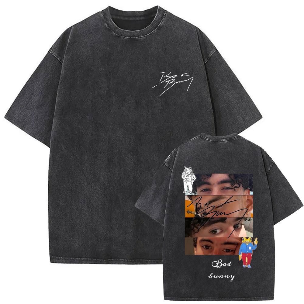 

I Love Bad Bunny Vintage Washed Tshirt Men Women Summer Merch T Shirts Mens Clothing Fashion Hip Hop Tshirt Streetwear S