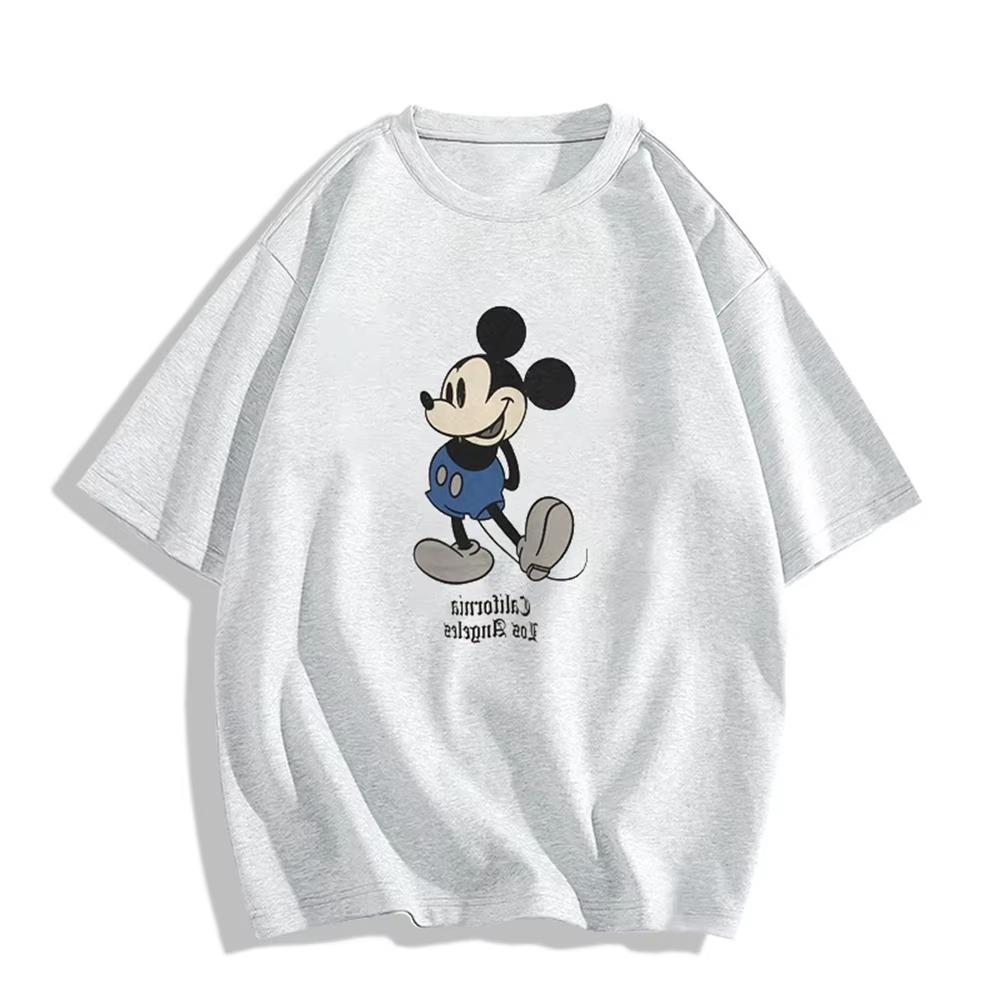 2025 Mickey Shortsleeved Tshirt Cotton Loose Breathable Unisexs and Womens Trendy Versatile Top Summer Comfortable Soft