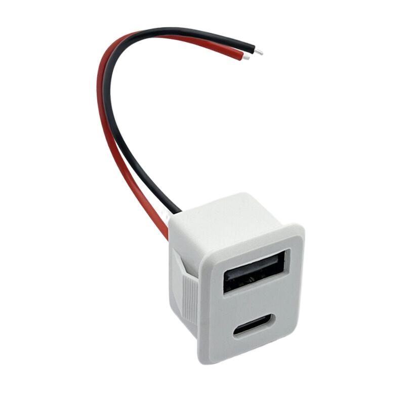 

Подвійний шар гніздо USB Type-C гніздо USB для зарядки лампи гніздо живлення 2P з кабельним з єднувачем білий