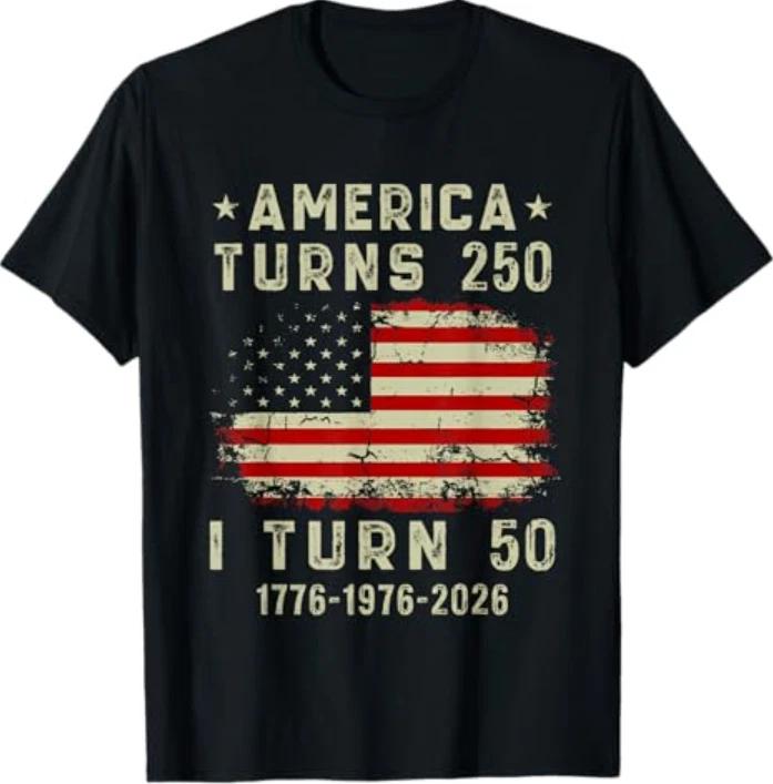 Смешная футболка на 50-летие: Америка празднует 250 лет, мне 50. 1976 S