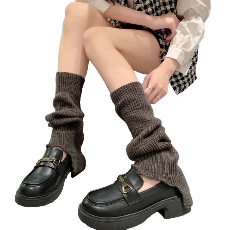Womens Lolitas Knit Long Socks Flared Leg Warmers Harajuku Booties Socks Winter Warm Ankle Heap Socks