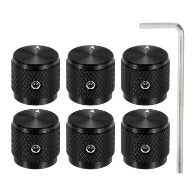 Uxcell Aluminiowy Potencjometr Uniwersalne Pokrętło Regulacji Głośności i Tonu ze Wskaźnikiem Strzałki dla Czarne 6-częściowe Pokrętło, 1/4" (6 mm) Gitara, 5/8"