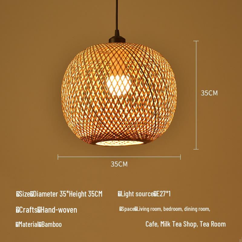 Zen Bamboo Pendant Lamp: Rattan Woven Japanese Tea Room Light