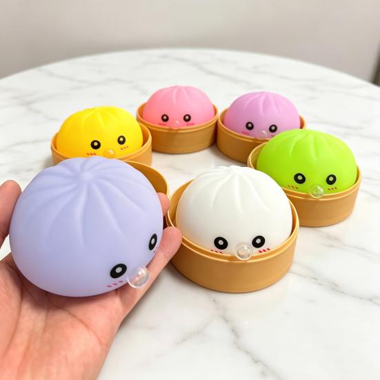 Cartoon Expression Bubble Dumpling Toy Stress Relief Steamed Bun Squeeze Fidget Toy Hand Relaxation Decompression Tool