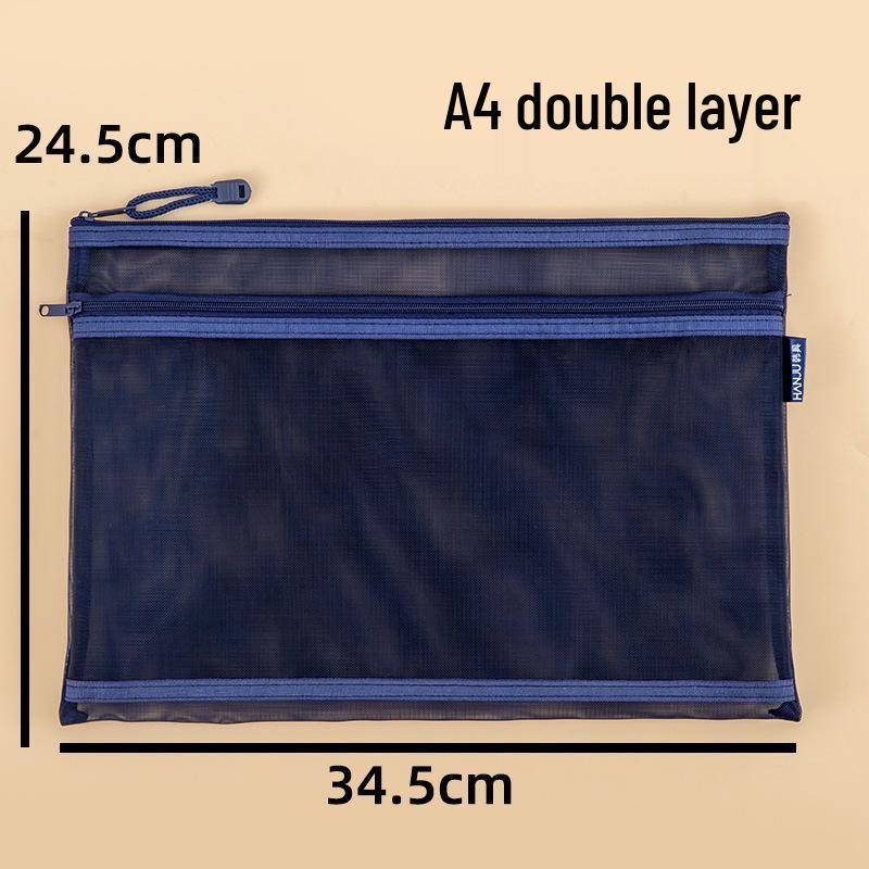

Korean Style Double Layer Transparent Mesh File Bag for Documents and Certificates 34.5×24.5 cm