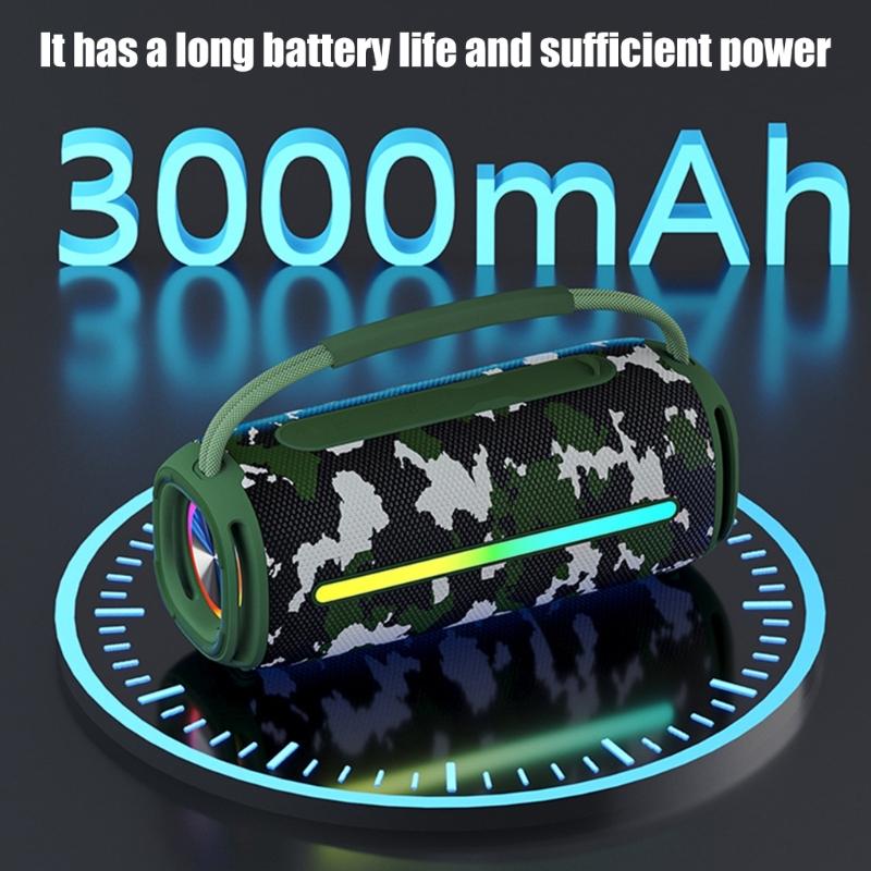 20W Portable Bluetooth-compatible Speaker Double Driver 360°Surround Sound IPX6 Waterproof For Camping Beach Party