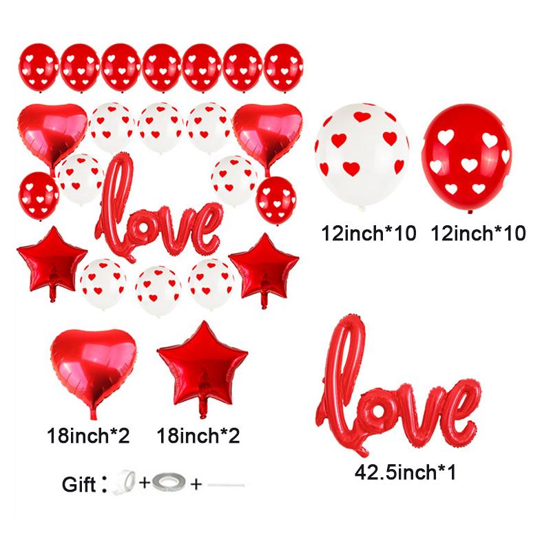 1Set Romantic Wedding I Love You Heart Aluminum Foil Balloons Heart Ballons Valentine Day Birthday Party Decorations