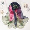 160*50Cm Long Wraps Beach Sunscreen Scarves Silky Georgette Thin Soft Chiffon Rose Flower Scarf Shawls Hijab Head Wrap For Women