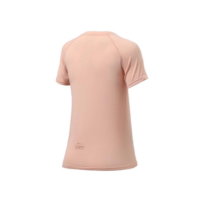 Li Ning Training Series Casual Round Neck Short Sleeve T-Shirt Women Tops Light-Orange Pink ATSR366-5