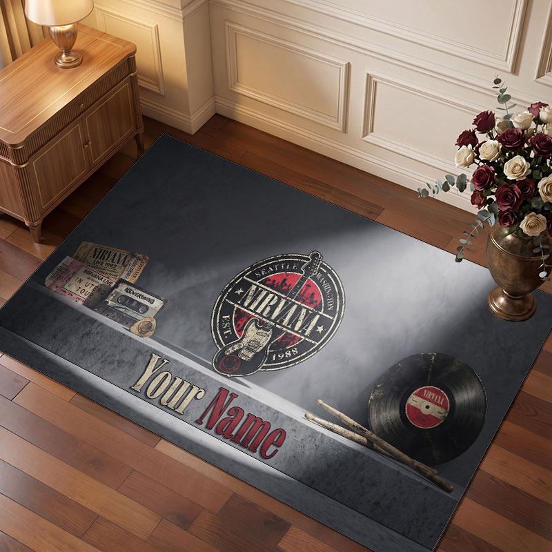 Nirvana Personalized Crystal Velvet Carpet, Customized Name Text Soft Anti‑Slip Rug for Living Room Bedroom
