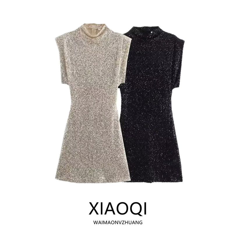 Fashion Style Autumn New Arrival Women's Clothing Stylish Easiest for Match with Padded Shoulder Beads Decoration Dress 2874108 9489108