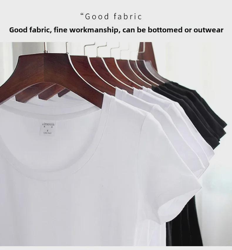 Women's Pure Cotton Short Sleeve Slim Fit Tee - Round Neck, Versatile Base Layer, New Style for Summer, Available In White and Black.