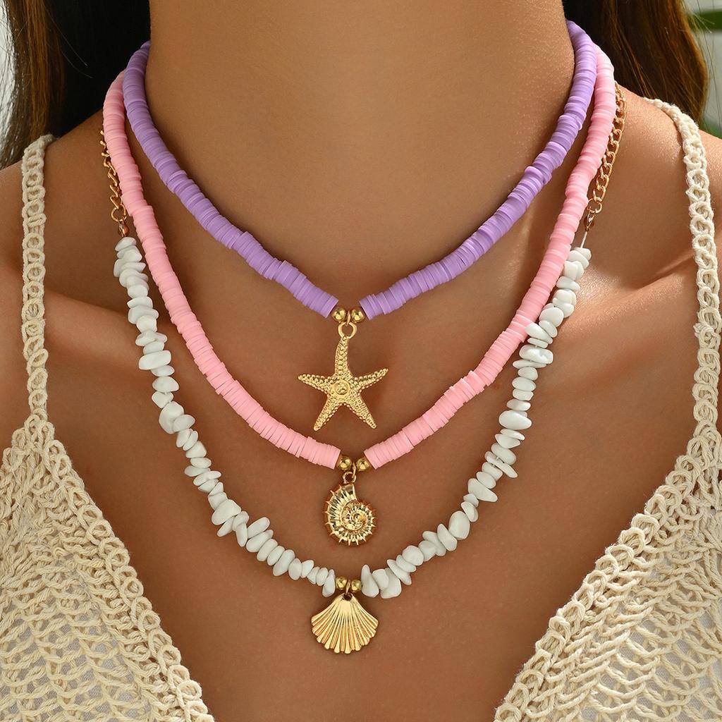Summer European and American Bohemian Necklace Shell Jewelry Beach Vacation Shellfish Starfish Tail Pendant Clavicle Chain