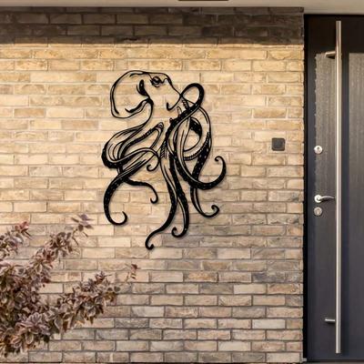 Vintage Octopus Wall Sculpture Art Deco Iron Art Decor Waterproof Rustproof