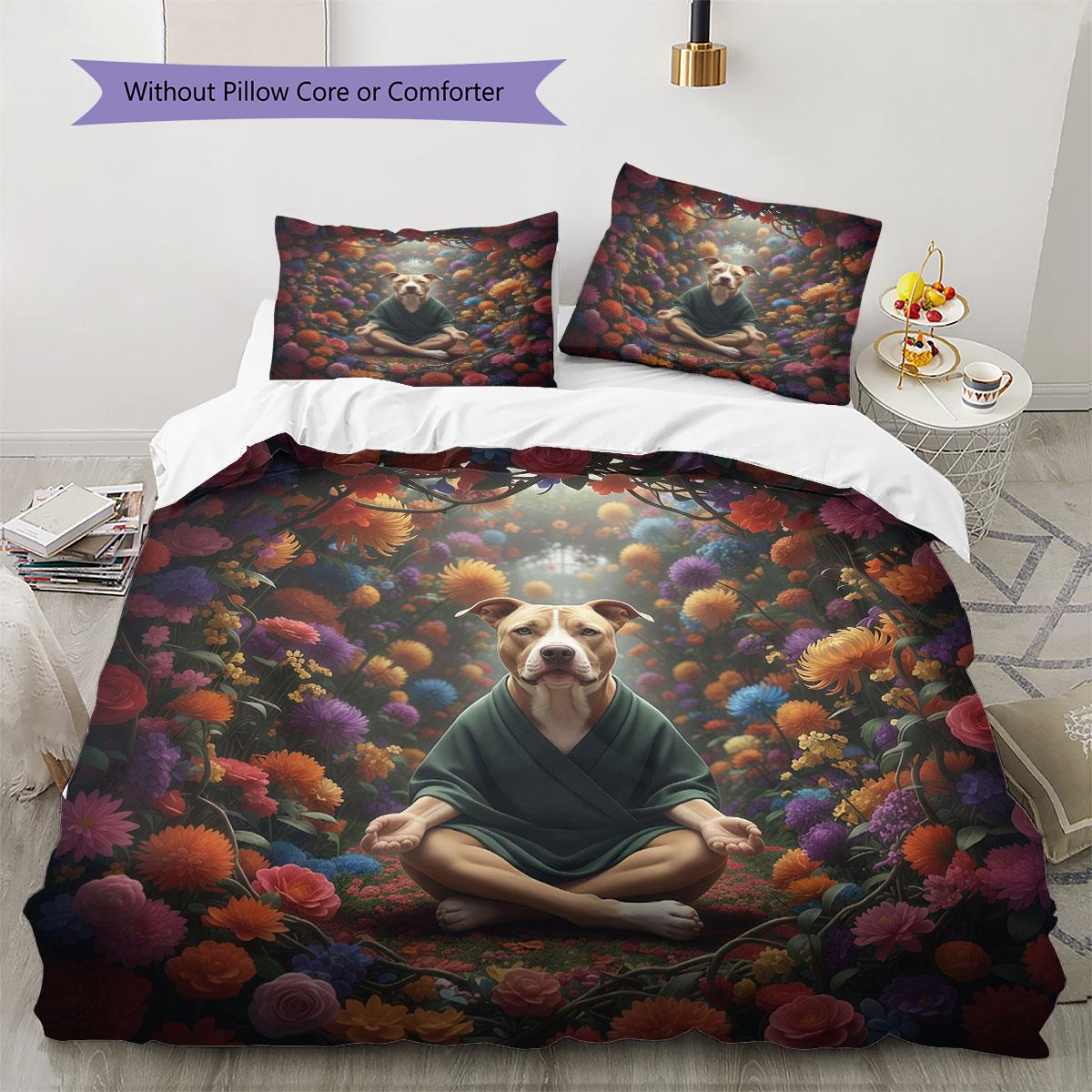 

Meditationpets Pattern Bedding Quilt Set Quilt Cover Pillowcase Home Decoration Birthday Gift (1 * duvet cover + 2 * pillowcase, without core) 135x200cm