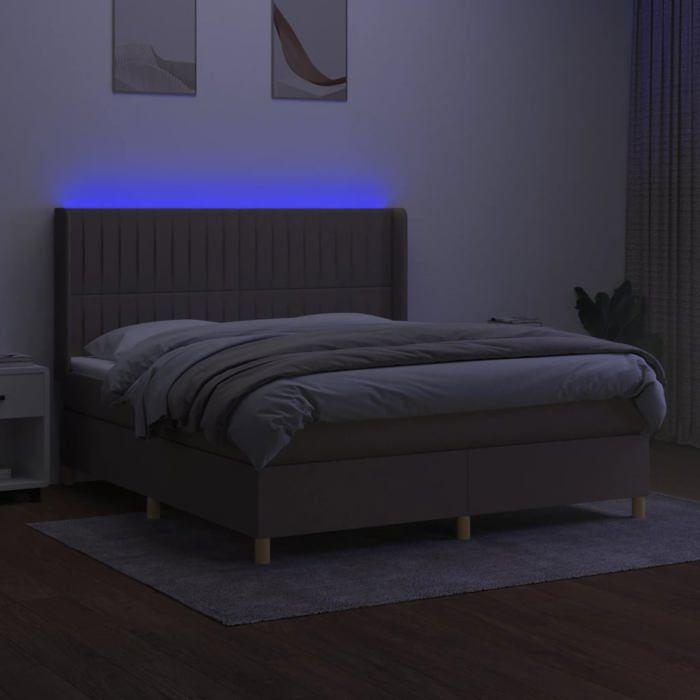 VidaXL Slatted Bed Base with Mattress and LED, Upholstered Bed, Double Bed, Adult Bed for Interior Bedroom, 3139057