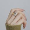 Open Ring for Women Gold Silver Plated Feather Design Two Tone Adjustable Statement Ring Fashion Jewelry