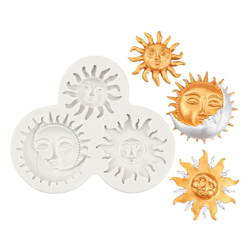 Sonne Mond Gesicht Fondant Silikonform DIY Kuchen Dekorationswerkzeug Sugarcraft Schokolade Ton Gumpaste Form Cupcake Backwerkzeug