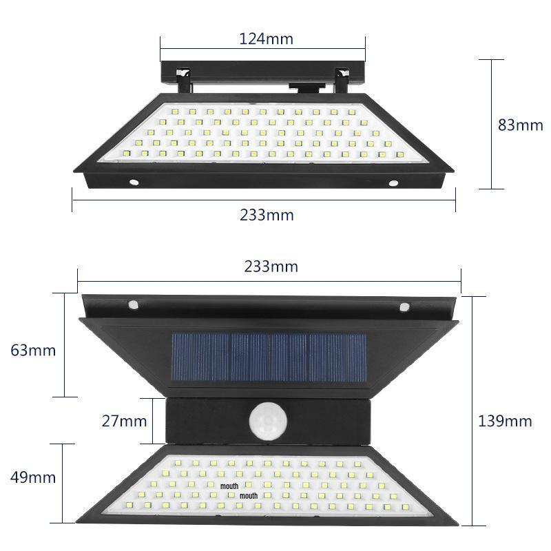 Super Bright Outdoor Solar LED Motion Sensor Waterproof Wall Light 67 LED Solar Foldable Wall Light