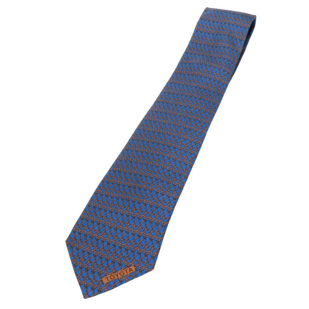 Used HERMES Tie Toyota Limited Edition Silk Blue Brown Suit