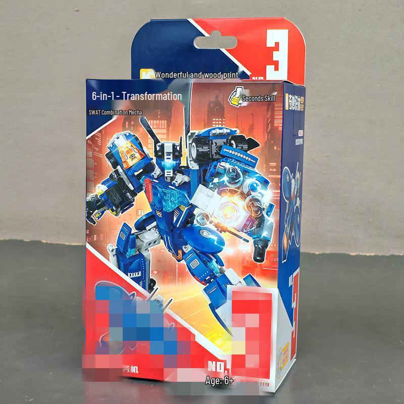 Wonderful Building Blocks: Special Police Patrol Car, Assault Vehicle, Helicopter & Mech Toy Set