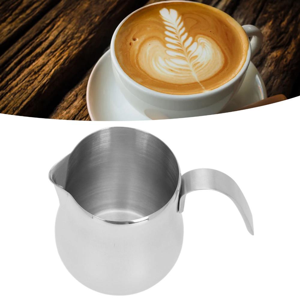 650ml Capacity Milk Frothing Pitcher With Handle Silver Coffee Milk Frothing Pitcher Stainless Steel Milk Frothing Jug