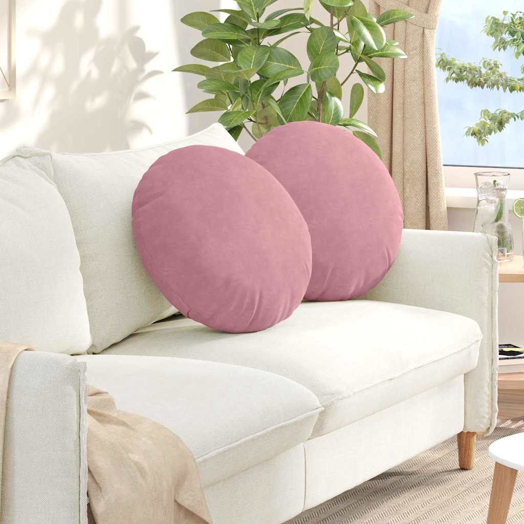 Seat Cushion 2 pcs Pink Ø50 x 19 cm Velvet