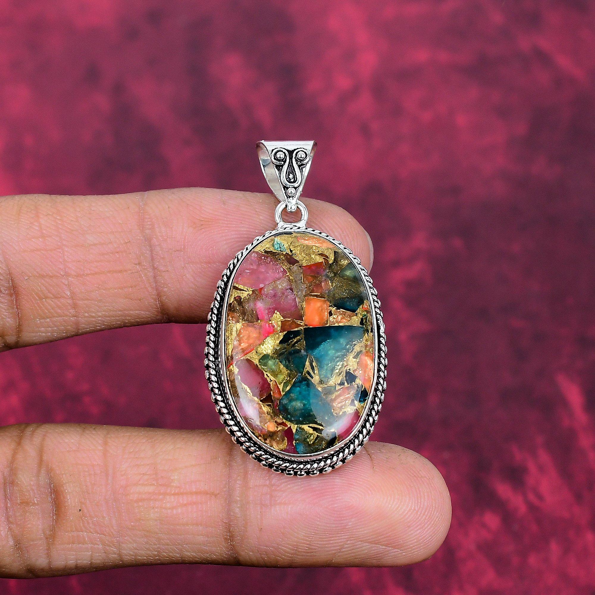 Украшения из самоцвета Спини Ойстер, Подвеска из 925 пробы стерлингового серебра, Подвеска из серебра ручной работы Спини Ойстер для свадебного подарка 1.75 Inches