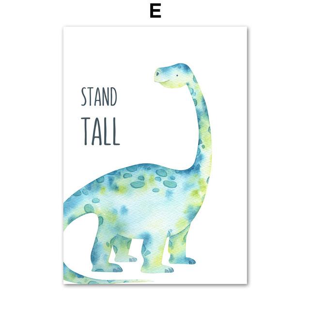 Dinozaur Stegosaurus Triceratops, artă de perete, pictură pe pânză, postere și imprimeuri nordice, imagini de perete, decorațiuni pentru camera de copii pentru copii