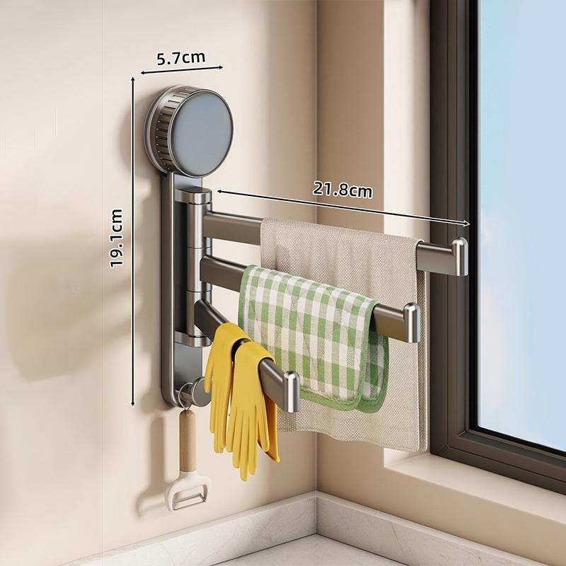 

Towel Rack No Drill Suction Cup 3 Bar Wall Mounted Towel Hanger Bathroom Kitchen Space Organizer Hanging Towel Rack one size серый