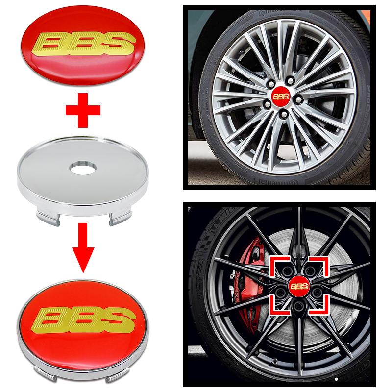 4 Stück 56+60mm Auto Radnabenabdeckung Aufkleber Felgenabdeckung Emblem Abzeichen modifiziertes Fahrzeuglabel Aufkleber Für bbs Reifenmittel Aufkleber