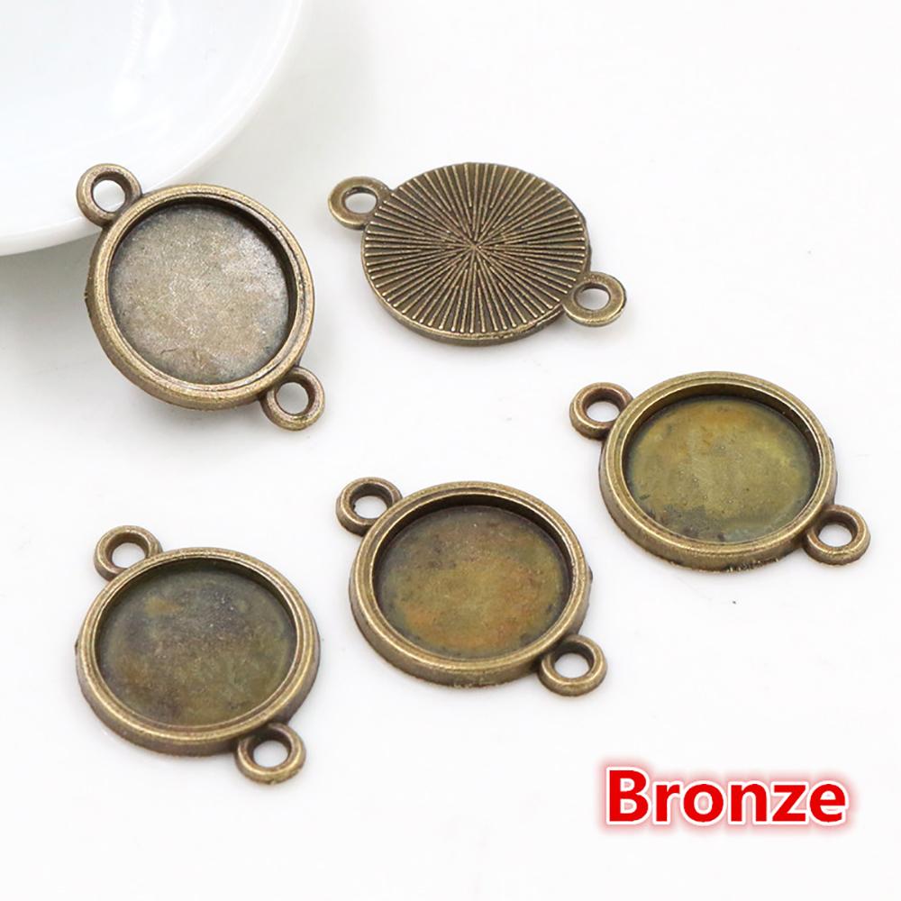 8mm 10mm 12mm Inner Size Classic 7 Color Plated One Sided Single Hanging Simple Style Cabochon Base Setting Pendant