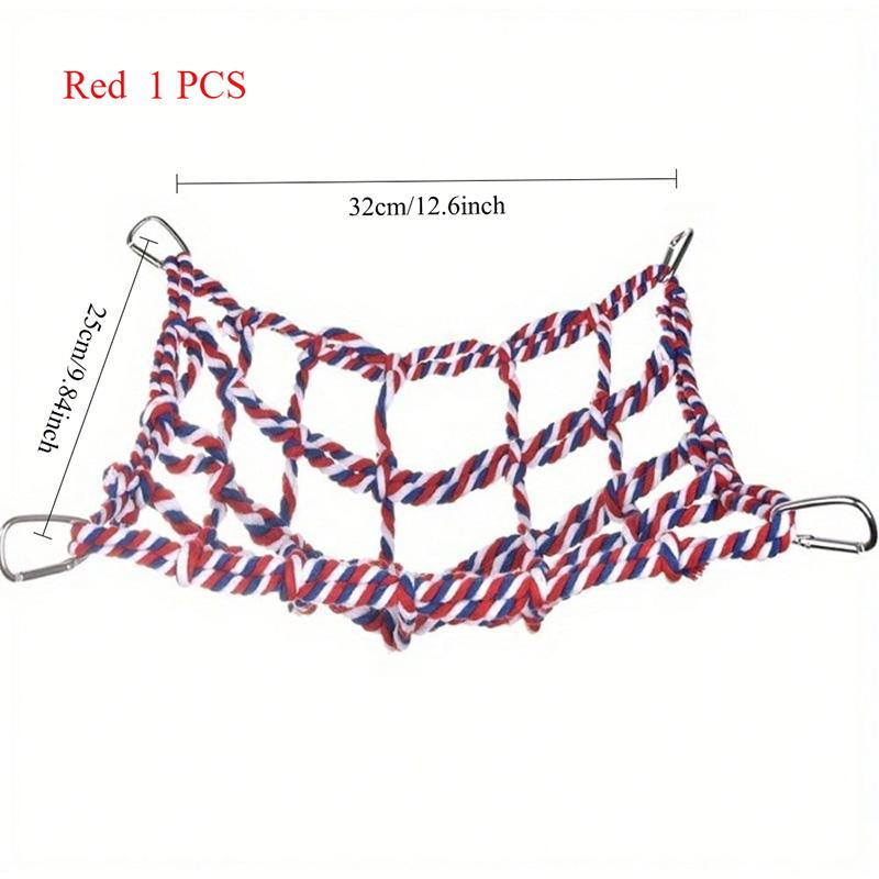 Colorful Woven Climbing Net Parrot Pet Hammock Net Parrot Bird Toy Hamster Squirrel Hammock Net Guinea Pig Bed Pet Accessories