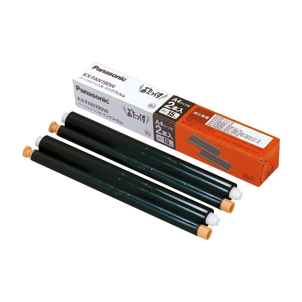 [4 Sets: 8 Rolls Total] Panasonic KX-FAN190W Ink Film for Plain Paper Fax Machines (2 Rolls) - Genuine Replacement Film for Fax Machines.