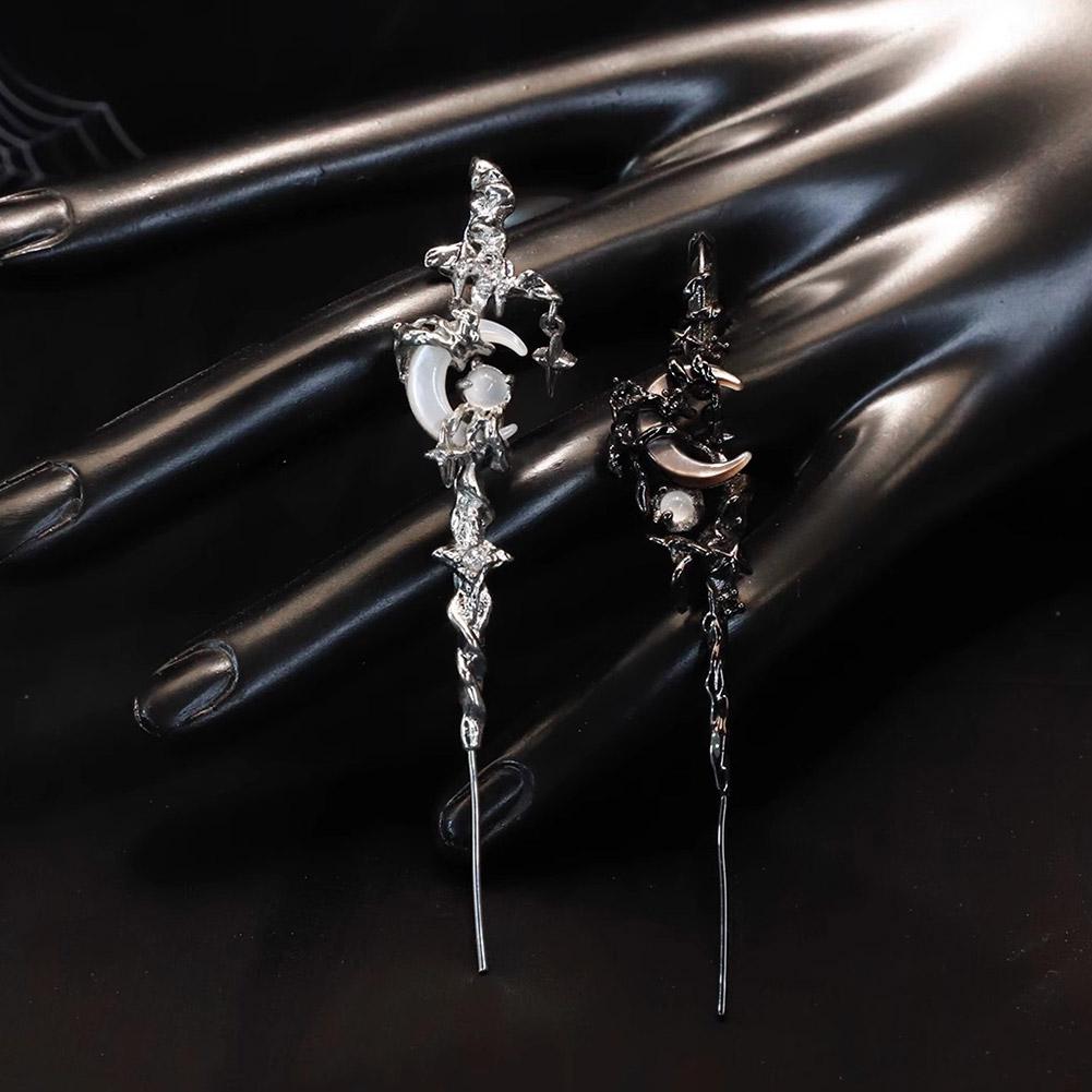 Myth Of The Moon Ear Hook Earrings Goth Sword Earrings Punk Moon Needle Piercing Earring Star Earrings Halloween Jewelry Gift