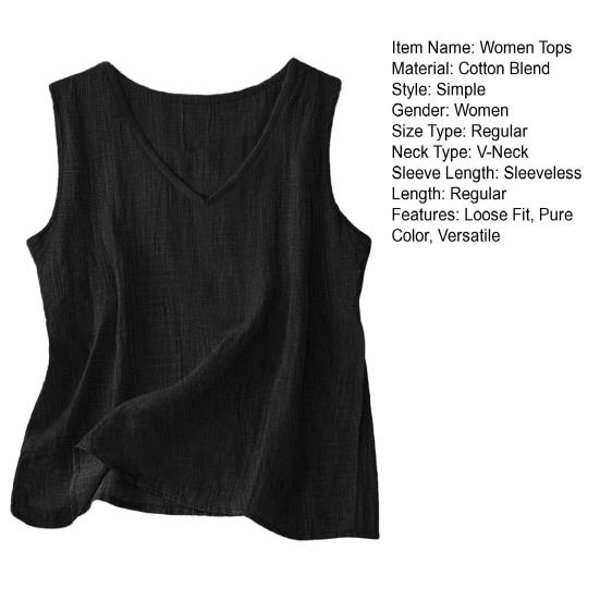 Women Tops V Neck Sleeveless Loose Fit Vest Summer Shirt Casual Tank Tops Lightweight