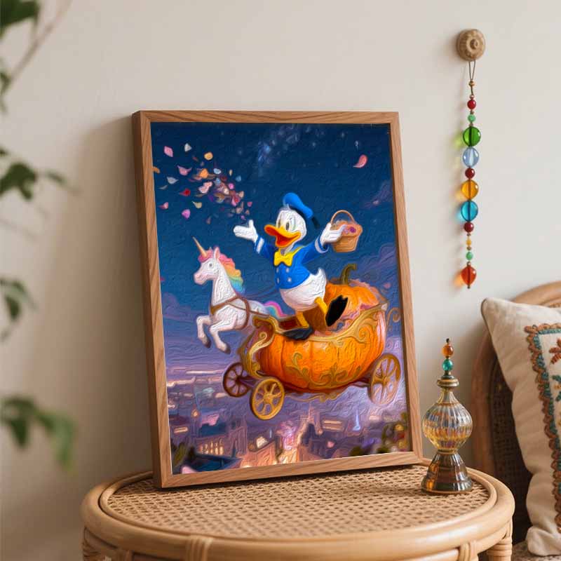 Disney Digital Oil Painting Art Kit Donald Duck Unicorn Pumpkin Carriage Handmade Coloring Painting Home Decor