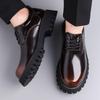 Fashion Casual Business Men's Leather Shoes Minimalist and trendy design styles Outdoor street  Thick soled adult Black classic shoes