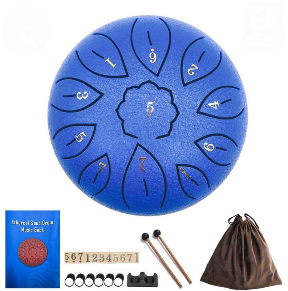 Steel Tongue Drum 6 Inch 11 Notes C Major Percussion Instruments Glucophone Steel Drum for Yoga Meditation Yoga Zen with Mallets синий