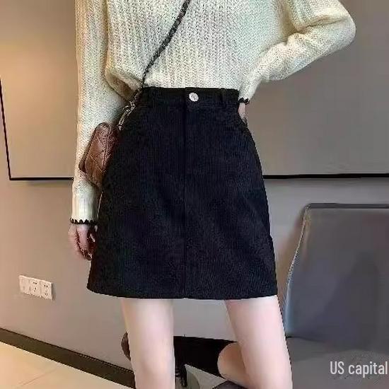 

Жіноча вельветова спідниця А-силуету - Кавова, Чорна, Коричнева; Висока талія, приталений, маленький розмір; Коротка спідниця для осені/зими. 2XL