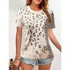 Women's Summer Leopard Print Round Neck Short-sleeved T-shirt