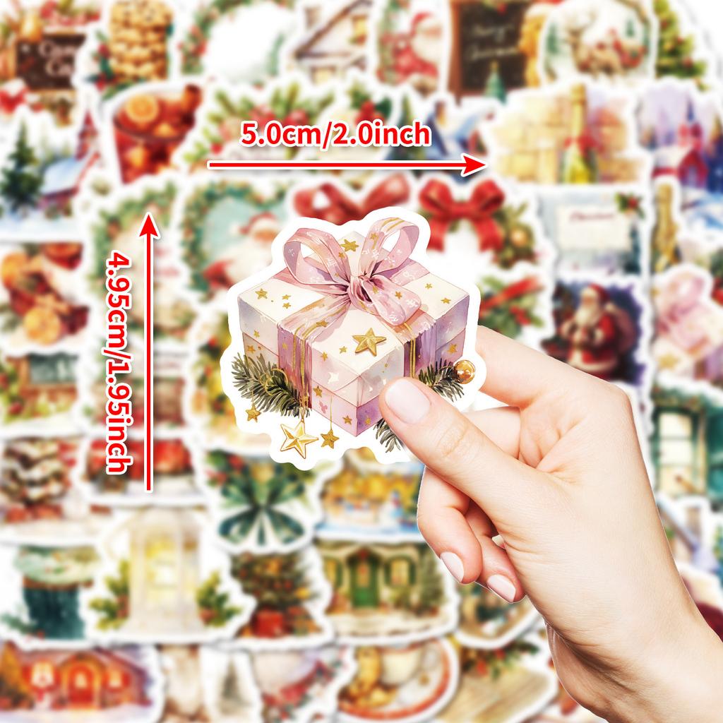 50 PCS Vintage Christmas Stickers - Cozy Holiday Decals for Journals, Luggage, Gifts