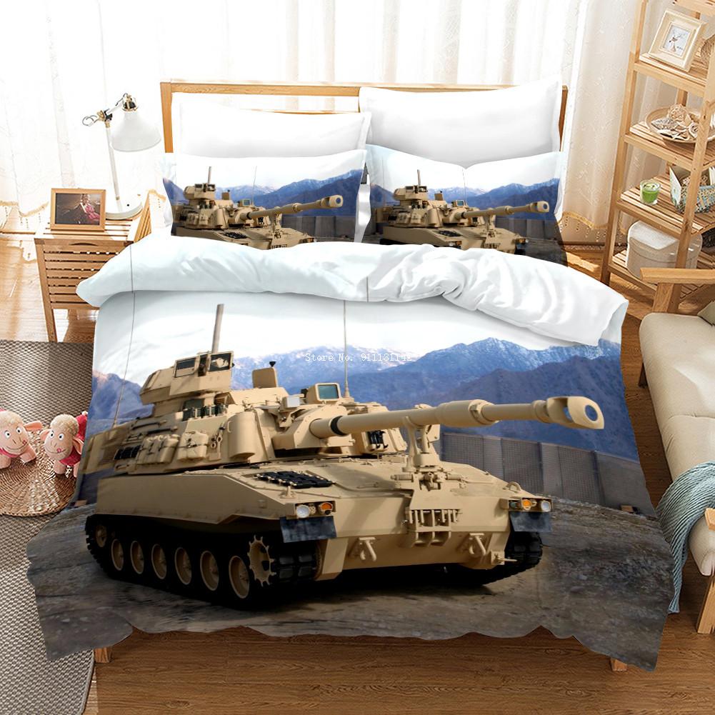 Deluxe Modern Tank Race Bedding Set - Single/Double/King/Queen Size Down Quilt Cover & Pillowcase, Home Textile