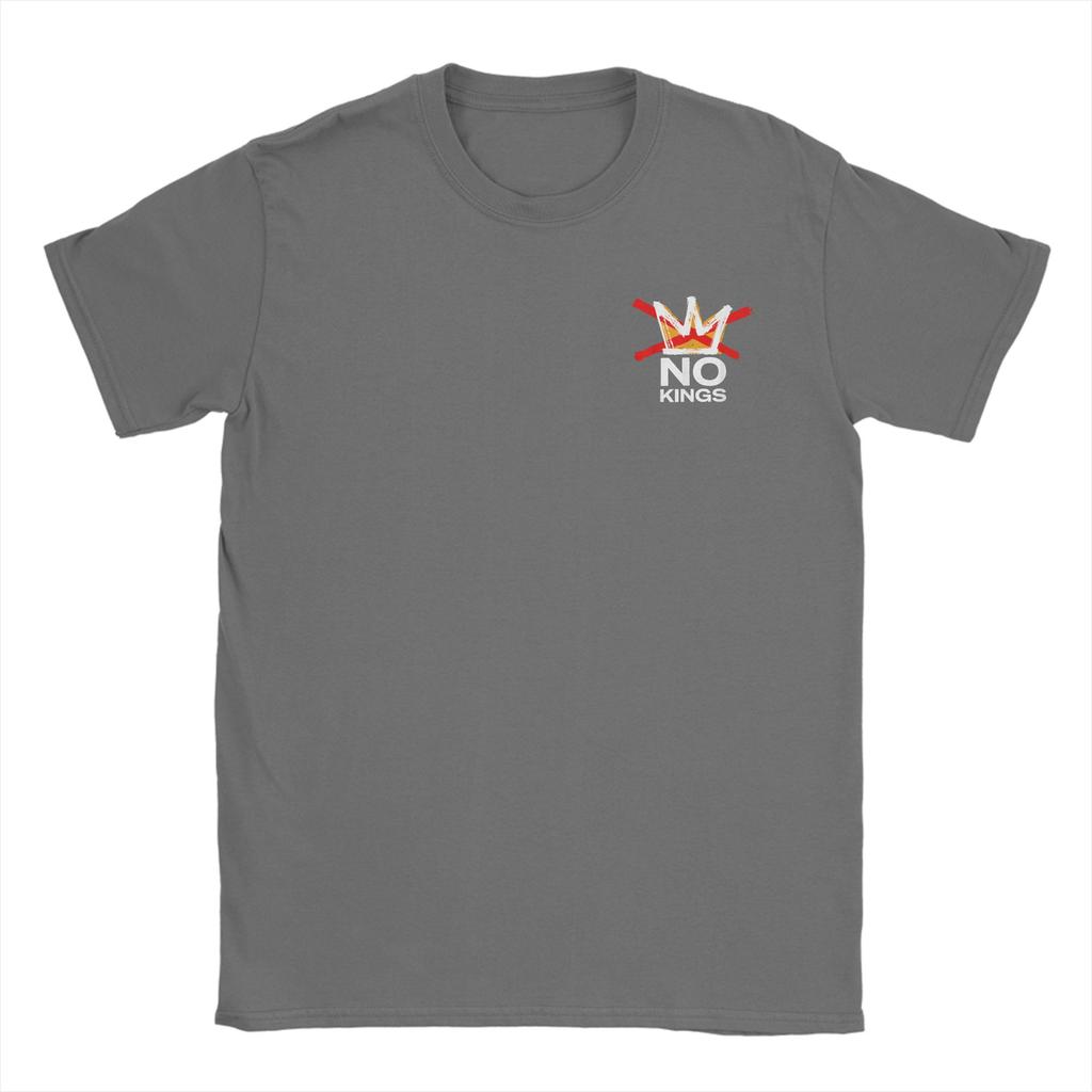 Men's T-Shirt No Kings In America Protest Vintage Cotton Tees Short Sleeve Rejecting King T Shirt Crewneck merchandise Plus Size