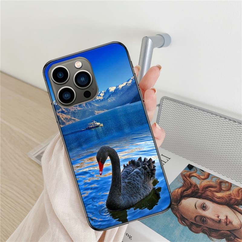 Cygne Noir Phone Case For Iphone 17 Air 16 15 Pro Max 14 Plus 16E Coque 13 Pro 12 Mini 11 Clear Cover Silicone Cute Shell Soft C
