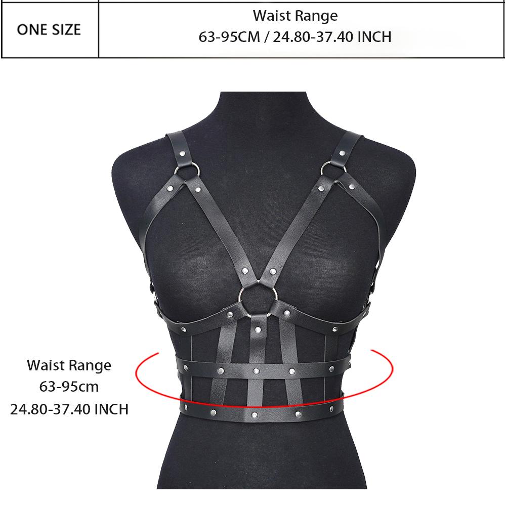 1pc Sexy Women Harness Sexy Harness Pu Leather Studded Decor Fetish Lingerie Fetish Clothing Chest Harness